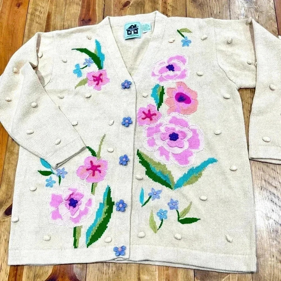 Story book Knits Cottage Core Floral Cardigan with unbelievable detailing - Picture 1 of 14